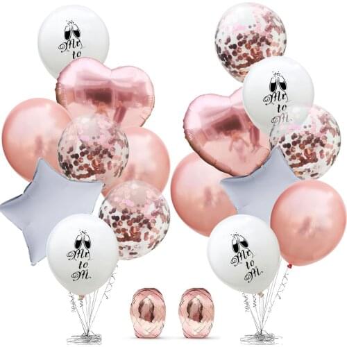 18pcs She Said Yaaas Team Bride To Be Mr To Mrs Just Married Latex Foil Confetti Balloon Set Wedding Engagement Party Decor