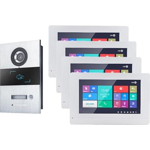 2020 New Arrival Home Security Audio Intercom Video Door Phone,Digital TCP/IP 7 Inch Video Doorbell for Villa 4monitor+1camera