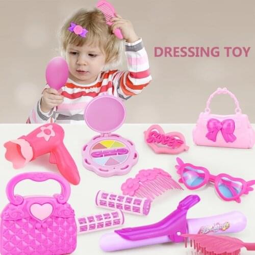24/32PCS Pretend Play Kid Make Up Toys Pink Makeup Set Princess Hairdressing Simulation Plastic Toy For Girls Dressing Cosmetic