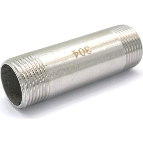 3/4" BSP Equal Male Thread Length 75mm 304 Stainless Steel Long Straight Pipe Fitting Connector Adapter