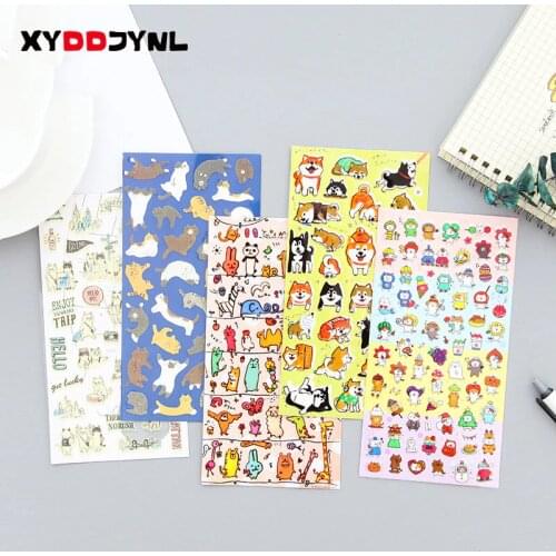 3Sheets/3Pc Kawaii Sticker Cartoon Animals Cute Cat Children Stickers Scrapbook Decoration Stationery Products