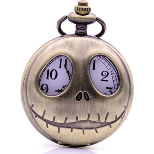 50pcs/lot Retro Bronze Nightmare before Christmas Quartz Pocket Watch Men Women Gift Watches with Chain Wholesale