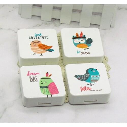 10set/lot Square bird animal contact lenses box / companion box / Cartoon eyeglasses box / lens care /storage box