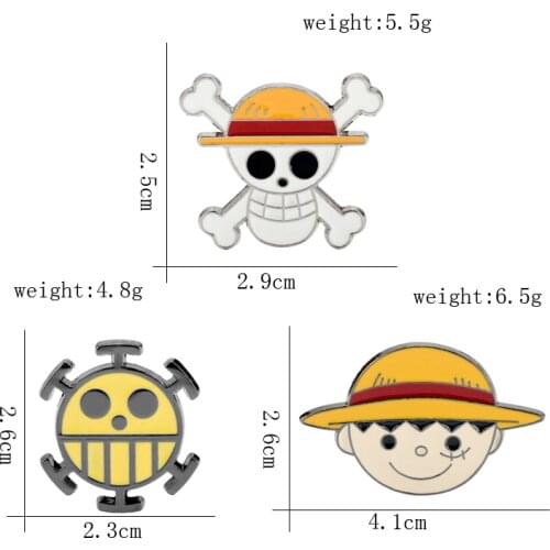 Anime One Piece Brooches Monkey D. Luffy Skull Pins Enamel Badge Lapel Pin Backpack Bags Coat Jewelry For Men Women Gifts
