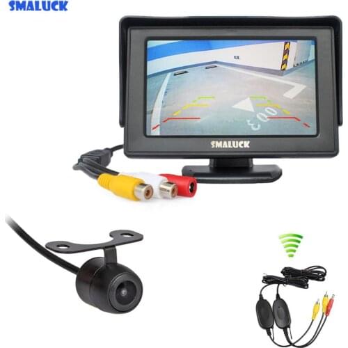 SMALUCK Wireless 4.3" Color TFT LCD Car Monitor + Waterproof HD Rear View Car Camera Parking System Monitor