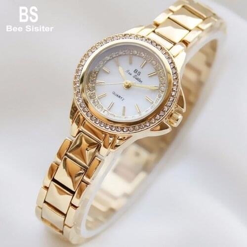 BS Hot Sales Luxury Crystal Full Rhinestone Shining Rose Gold Shock And Water Resistant Ladies Diamond Bracelet Women Watch 1462