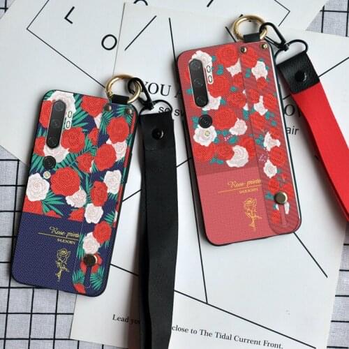 Flower wristband Lanyard Case For Xiaomi Mi Note 3 10 A3 Lite Explorer Red Rose Back Cover For Xiaomi Mi CC9 Pro CC9E