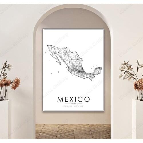 Black and White City Map The Mexico City Map Poster HD Print Wall Art Canvas Nordic Landscape Painting for Home Decor
