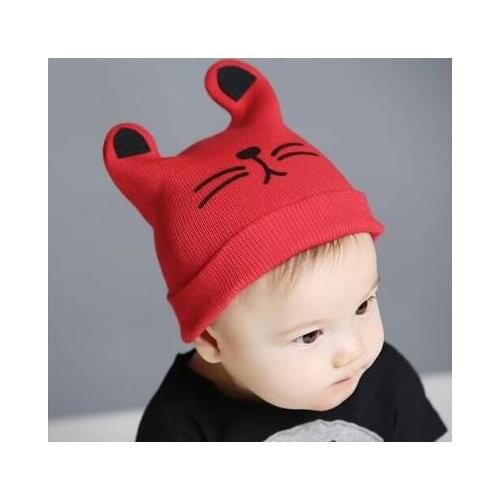 50pcs/lot korean style children knitted cat ear cap boy girl casual winter knitted cotton cap