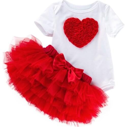 Baby Girl Clothes Valentines Day Party Girls Tutu Skirt Set Toddler Kids Clothes Baby 1st Birthday Outfits Little Princess