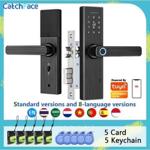 Brazil Warehouse Tuya Smart APP Fingerprint Door Lock Smart Card Digital Code Electronic Door Lock Home Security Mortise Lock