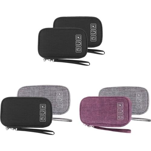 2PCS Electronic Organizer,Small Travel Cable Organizer Bag for Cable,Charger,Hard Drive,Earphone,USB,SD Card