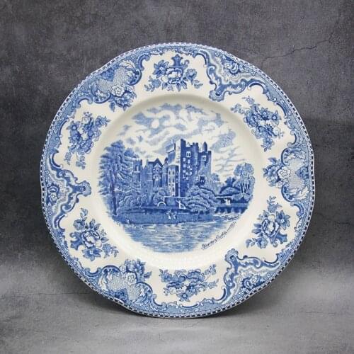 The Blue Britain Castles Dinner Set European Style Dinner Ware Ceramic Breakfast Plate Beef Dishes Dessert Dish Soup Bowl