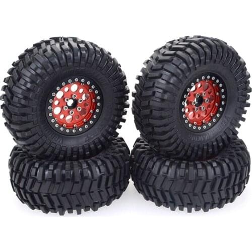 4PCS 2.2 Inch Beadlock Wheel Rims & Mud Grappler Rubber Tires for 1:10 RC Rock Crawler Traxxas TRX4 Axial SCX10 90046