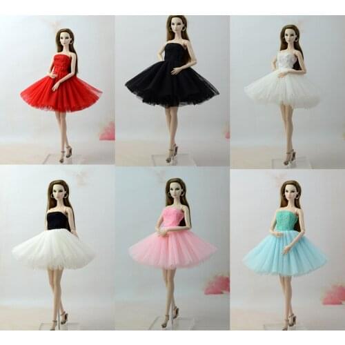 Lace Satin Tube top dress Evening Party Princess Gown Fashion Outfit Clothes For 1/6 Barbie Xinyi Fr Doll for Girl Gift