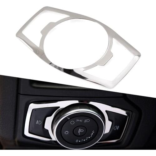 Car stainless steel headlight switch cover headlights stickers for Ford focus 3 4 KUGA escape 2012 2013 2014 2015 accessories