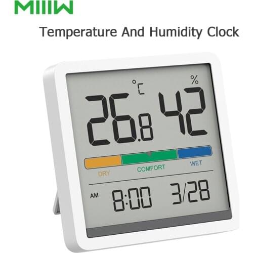 Miiiw Mute Temperature And Humidity Clock Home Indoor High-precision Baby Room C/F Temperature Monitor 3.34inch Huge LCD Screen
