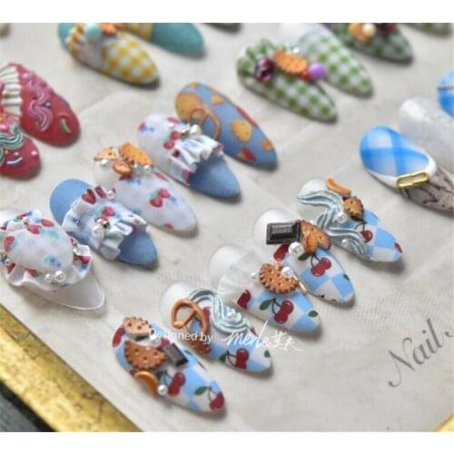 Cute Strawberry Cherry Nail Art Stickers Rabbit Graid 3D Decal Self-adhesive Stickers for Salon Manicure Nails Decoration