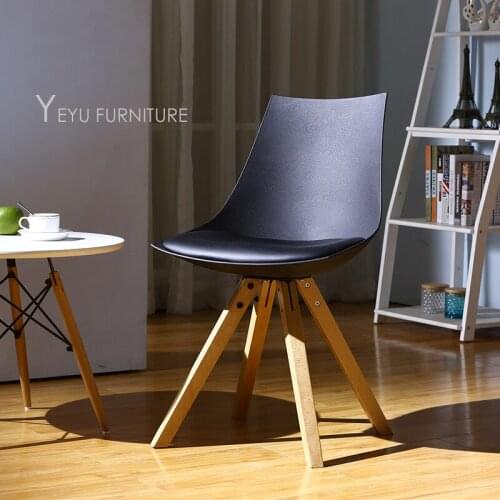 Minimalist Modern Design Plastic and solid Wood Dining Chair With Cushion Padded Simple Design Study Chair Computer Office Chair