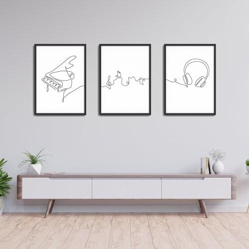 Minimalist Music Art Line Drawing Wall Art Canvas Painting Nordic Posters and Prints Wall Pictures for Living Home Decoration