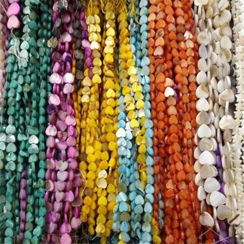 Fashion DIY fresh water Straight Hole heart shell Loose beads Colorful shell beads 12MM good Jewelery accessories nb186
