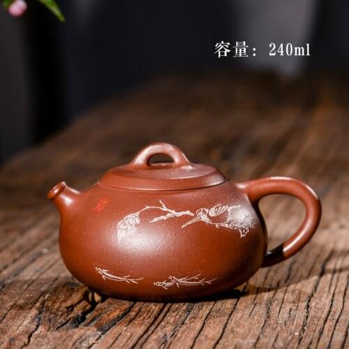 240ml Genuine Zisha teapot famous all handmade Yixing original purple clay Qinghao tea pot Kung Fu tea kettle custom