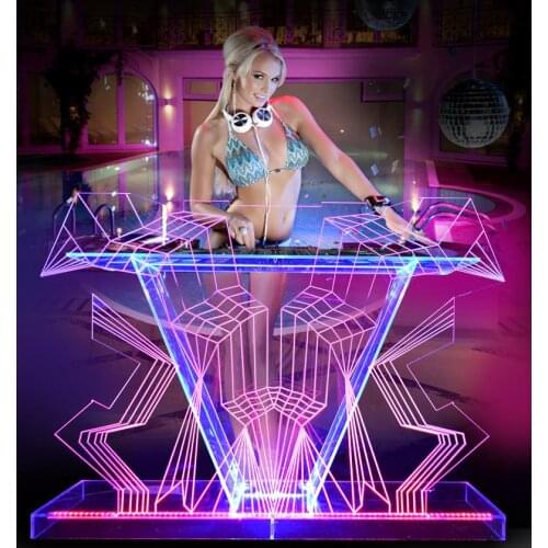 Illuminated DJ Table GUIHEYUN Custom DJ Booth with dynamic LED Lights
