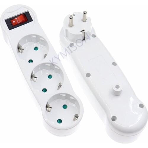 Power Plug European Type Conversion Plug 1 TO 3 Way EU Standard Power Adapter Socket 16A Travel Plugs with switch