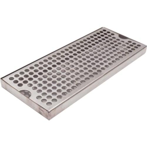 Surface Mount Drip Tray No Drain, 12"L x 5"W x 3/4"H, 304 Stainless Steel, Homebrew Beer Drip Tray