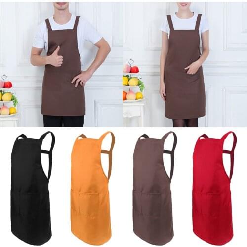 2 Pockets Adjustable Strap For Unisex Home Cooking Kitchen Aprons of 4 Colors For Choose