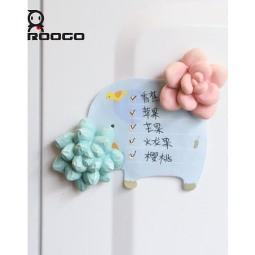 Roogo Succulent Plant Pattern Fridge Magnet Souvenir Resin Craft Refrigerator Magnetic Message Sticker Home Decoration