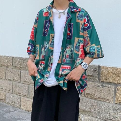 Short Sleeve Shirts Summer Oversize Five-point Sleeve Beach Shirt Loose Hiphop Tops Streetwear Hawaiian Male Clothes Thin Coat
