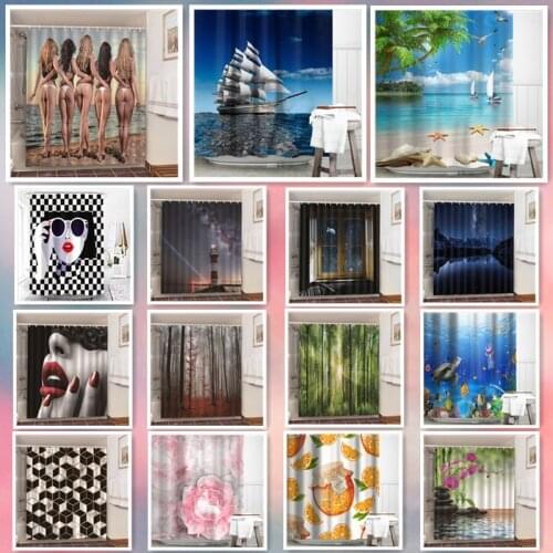 Sexy Bikini Beauty Bathroom Curtain Waterproof Fabric Polyester Shower Curtain Bedroom Living Room Blackout Window douchegordijn