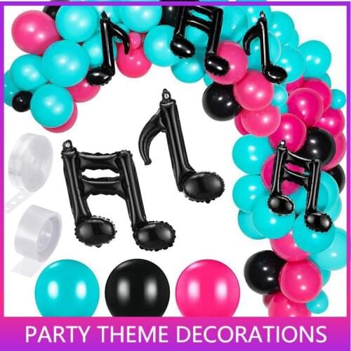 141 Pieces Music Balloon Birthday Balloon Garland Kit, 4 Music Note Foil Balloon, Adhesive Dot for Musical Themes Birthday