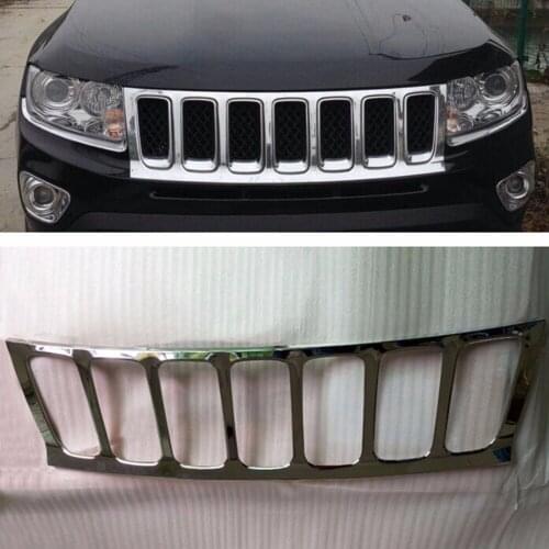 Wotefusi ABS Chrome Front Bumper Grille Vent Hole Frame For Jeep Compass 2011-2016 2011 2012 2013 2014 2015 2016 [QPA354]