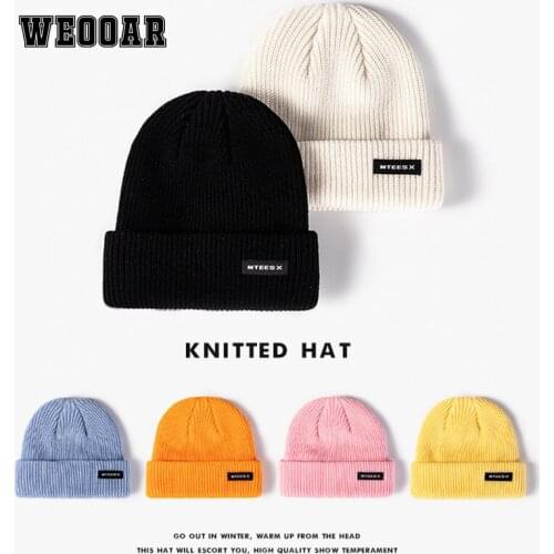 WEOOAR 2021 Women Winter Cap Knitted Warm Hat Beanie for Men Hip Hop Bonnets for Women Autumn Casual Ladies Teenage Gorro MZ201
