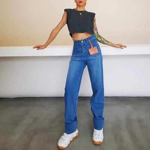 Free Shipping 2021 Autumn New Designer Fashion Straight Jeans Women High Waist Stretch Denim Korean High Casual Pants