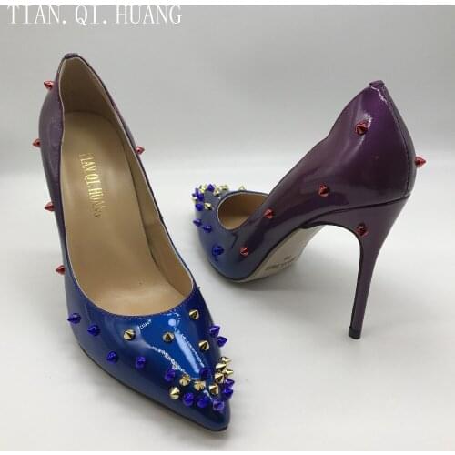 High Heel New Arrival Rivet Styles Women Pumps Genuine Leather Fashion Party Casual Wedding Shoes Woman TIAN.QI.HUANG