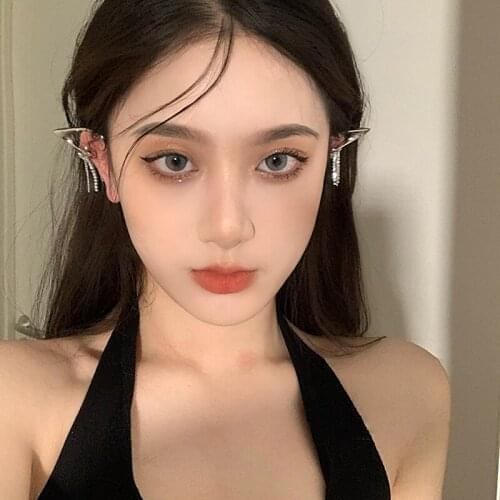 2021 New Style 1Pair Elf Ear Hooks Women Girls INS Popular High-end Tassel Earrings Temperament Delicate Alloy Ear Bone Clips