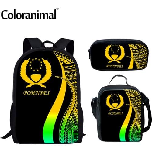 Coloranimal Gradient Color Pohnpei Polynesian Pattern Student Kid Backpack 3Pcs Teenage Boys Girls School Bag Set Daily Bolsa