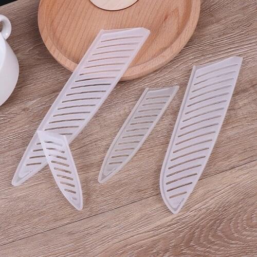 4pcs Knife Cover Transparent Plastic Kitchen Knife Blade Protector Cover For 3/5/7/8 Inch Knife