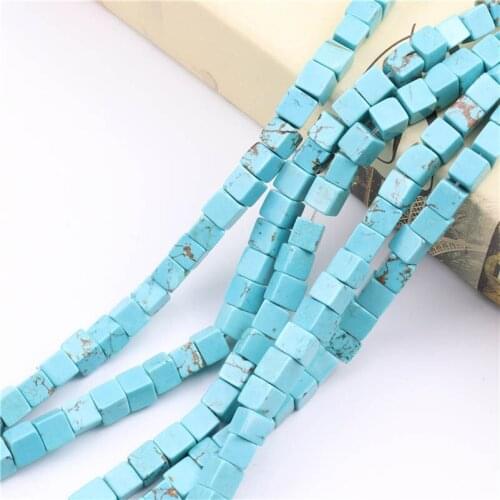 6*6mm Square Tube Natural Turquoises Bead Loose Stone For Jewelry Making Green Color Stone by Strand with String