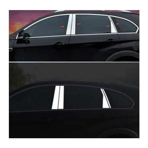 8pcs Stainless Steel Central Window Pillar Posts Cover Trim For Chevrolet Captiva 2012 -2015 Car styling decorative bright strip