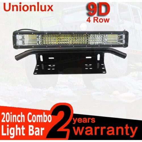 Auto 20inch Spot Flood LED Light Bar Off road 12V + 23" Bull Bar Front Bumper License Plate Mount Bracket 4x4 Truck Auto Lamp