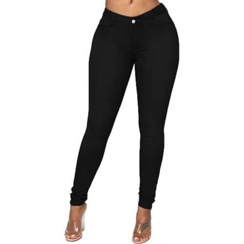 Pencil Pants Women High Waisted Stretch Jeans Fashion Cotton Slim Zipper Retro Washed Black Skinny Trousers Casual Jeggings Lady
