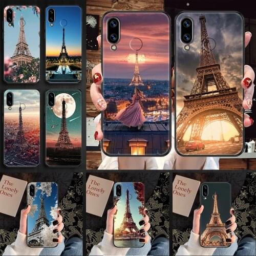 Paris Eiffel Iron Tower Phone case For Huawei Honor 6 7 8 9 10 10i 20 A C X Lite Pro Play black silicone coque fashion Etui 3D