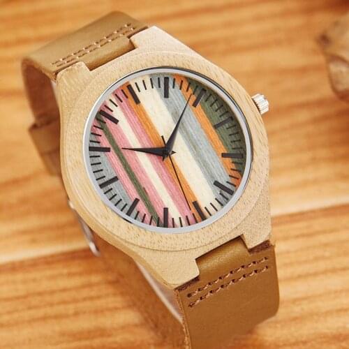 Wood Watch Quartz Mens Watch 2020 Top Brand Fashion Wooden Watch Men Exquisite Colorful Male Clock Leather Band Wrist Watches