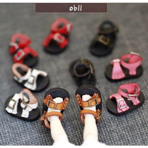 D03-P115 children handmade toy 1/12 ob11 GCS BJD.SD Doll Accessories doll shoes Cowhide retro sandals 1pair