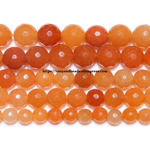 Natural Stone Faceted Red Aventurine Beads In Loose 15" Strand 6 8 10 MM Pick Size For Jewelry Making