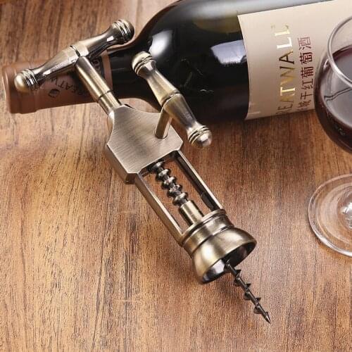 Classic Retro Wine Opener Zinc Alloy Red Wine Bottle Corkscrew Cork Puller Remover Kitchen Vintage Bronze Wine Bottle Opene